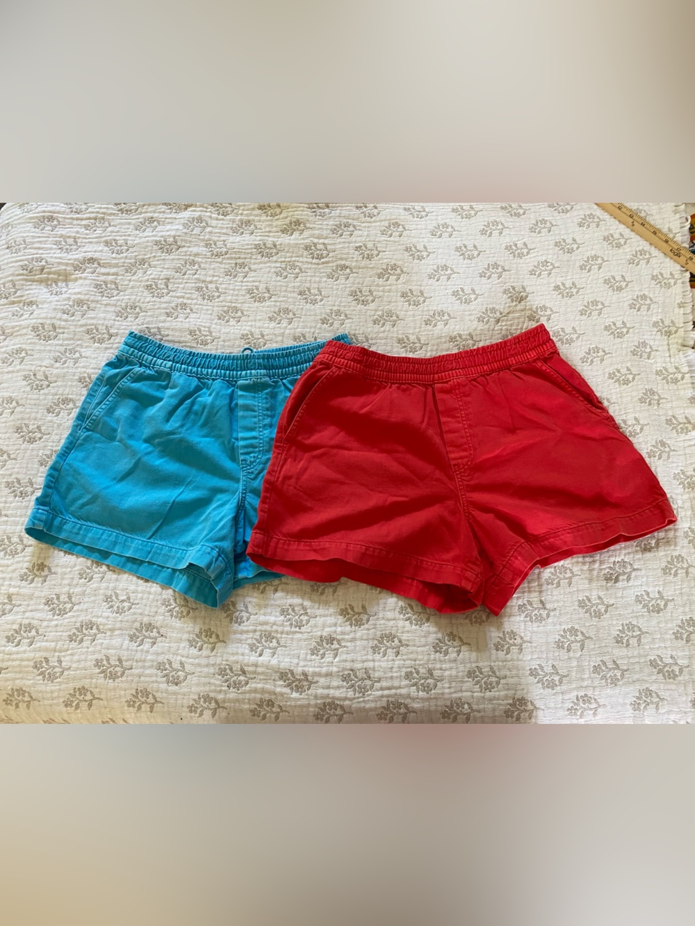 GAP Red and Blue Soft Elastic-Waist Women’s Shorts Duo, Size Medium